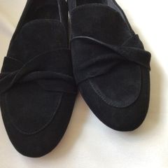 M&S Size 8 Wide Fit Black Suede Leather Ladies Shoes