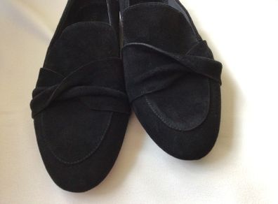 M&S Size 8 Wide Fit Black Suede Leather Ladies Shoes