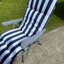 2 Sun loungers with navy and white cushion Image 2