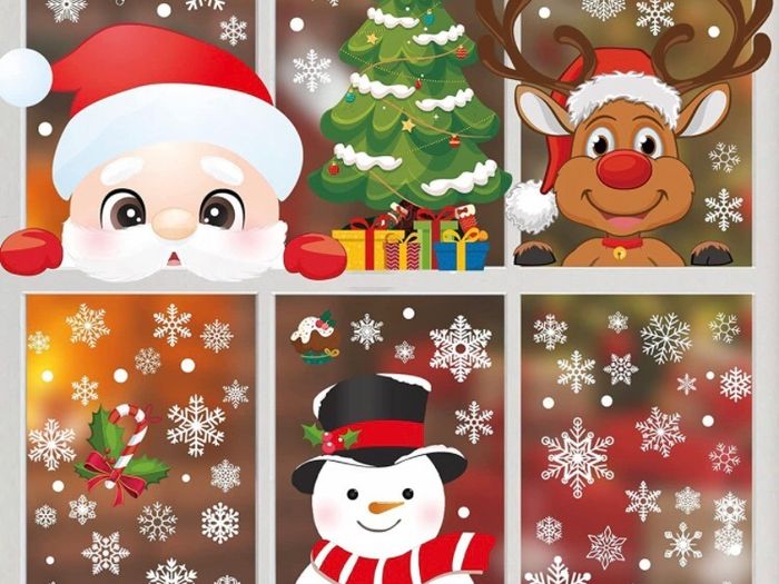 385 Pcs Christmas Window Stickers 10 Sheets Double Sides Xmas Window Decorations Santa Clings (FREE POSTAGE