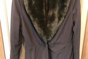 Mango dark green faux fur collar jacket