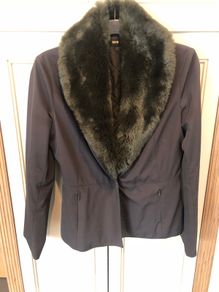 Mango dark green faux fur collar jacket