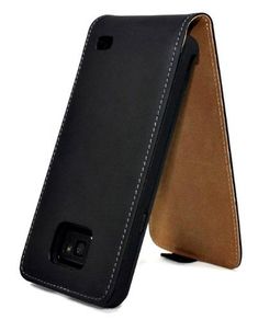 Leather Flip Case Black Inner Brown For SAMSUNG GALAXY S2 S-II i9100 Mobile Phone