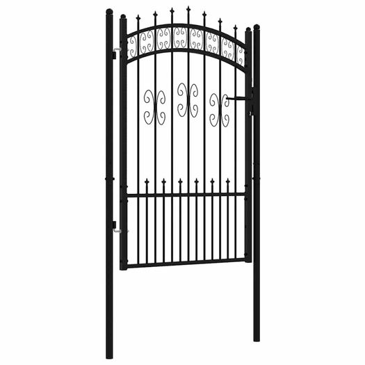 Fence Gate with Spear Top Black 103x150 cm