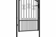 Fence Gate with Spear Top Black 103x150 cm