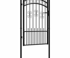 Fence Gate with Spear Top Black 103x150 cm