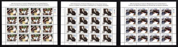 2005 Ireland 50th Anniversary of the Ireland's Membership of the UN Commemorative Stamp Sheetlet Plate 1A1A1A1A Mint Never Hinged (MNH).
