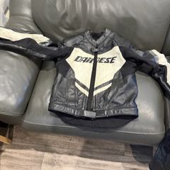 Dainese two piece leather motor bike jacket and trousers