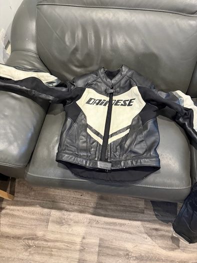 Dainese two piece leather motor bike jacket and trousers