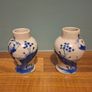 Chinese Miniature Vase Pair 19th Century Blue White Porcelain Image 2