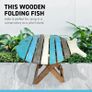 Small WOODEN FOLDING FISH shaped SIDE TABLE with distressed finish | Blue and Whitewash wood Colours | bring a simple seaside feel to any room or would fit into a nautical themed room Image 4