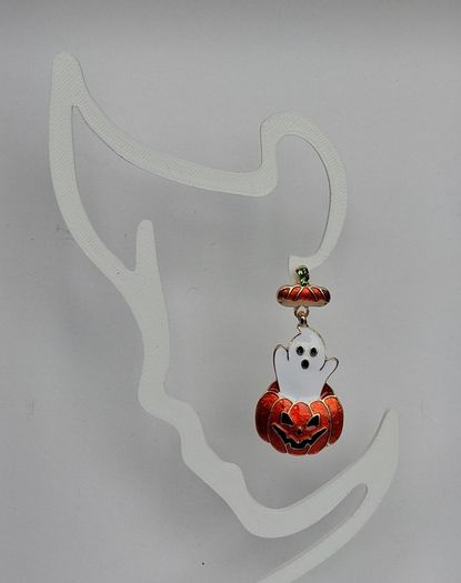 Cute Enamel Ghost in Jack O' Lantern Pumpkin Earrings