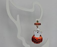 Cute Enamel Ghost in Jack O' Lantern Pumpkin Earrings
