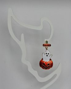 Cute Enamel Ghost in Jack O' Lantern Pumpkin Earrings
