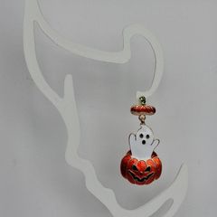 Cute Enamel Ghost in Jack O' Lantern Pumpkin Earrings