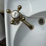 Vintage White Ceramic Sink with Antique Brass Waterford Ireland Taps Image 3