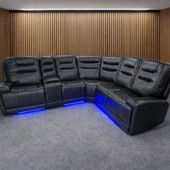 Halifax Leather Electric Recliner Corner Sofa - USB Ports - LED LIGHTS - CUP HOLDERS