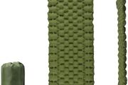 Waterproof Lightweight Camping Sleeping Pad Foot Press Inflatable Pad Air Mattress with Pillow for Backpacking, Hiking, Camping, Traveling (Green)