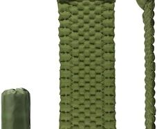 Waterproof Lightweight Camping Sleeping Pad Foot Press Inflatable Pad Air Mattress with Pillow for Backpacking, Hiking, Camping, Traveling (Green)