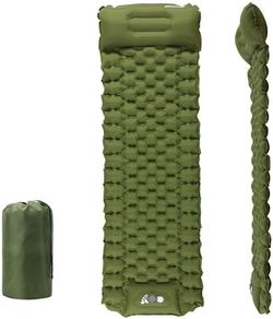 Waterproof Lightweight Camping Sleeping Pad Foot Press Inflatable Pad Air Mattress with Pillow for Backpacking, Hiking, Camping, Traveling (Green)