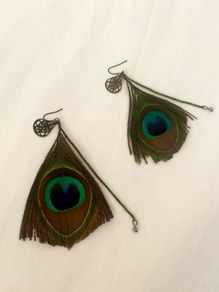 Peacock feather earrings