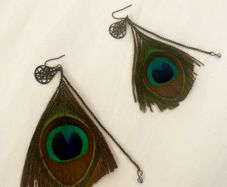 Peacock feather earrings