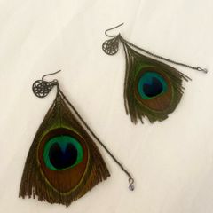 Peacock feather earrings