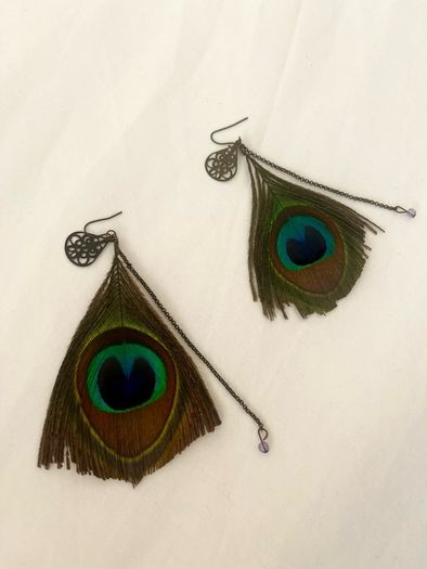Peacock feather earrings