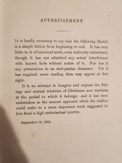 Callista.  A Sketch Of The Third Century.  By Cardinal Newman. Published By Burns And Oats. Rare  1856 First Edition Hardback In Good Condition. See Photos For Same.