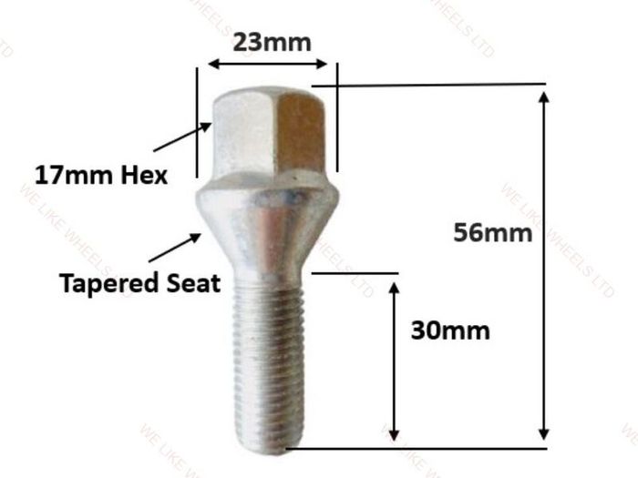 5 x BMW New Extended Wheel Bolts (30mm) 5 Series -E28, E34, E39, E60, E61, 3 Series E21 E30 E36 E46 E90 (BF5) Delivery