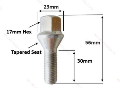 5 x BMW New Extended Wheel Bolts (30mm) 5 Series -E28, E34, E39, E60, E61, 3 Series E21 E30 E36 E46 E90 (BF5) Delivery