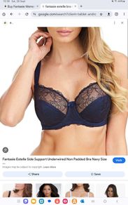 Fantasie Estelle - Underwired Side Support Bra 30F and Briefs S - Navy - BNWT RRP 80