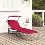 Folding Sun Lounger Folding 1-person Red 56 x 190 x 81cm Fabric Image 3