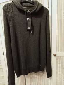 Threadbare Denim Corps KNITTED Hooded Jumper size M/L