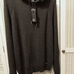 Threadbare Denim Corps KNITTED Hooded Jumper size M/L