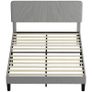 140 x 190 cm Bed Frame, Wooden Slatted Base, Adjustable Headboard, Padded Double Bed in Corduroy Velvet, Gray Image 5