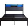 Double Bed Frame with Charging Station and LED Lights Image 4