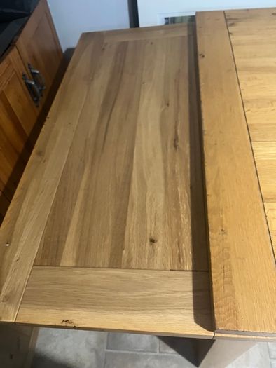 Solid Oak extending dining table and chairs