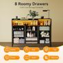 Black Chest of Drawers Bedroom, Dresser Cabinet with 2 Sockets, 2 USB Ports and 10 Colored LED Strips, Chest Drawers with Shelf 9 Fabric Drawers for Bedroom Living Room, 130 30 97cm Image 4