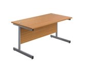 New Straight Office Desk with Cantilever Legs W1800 x D800mm - Nova Oak