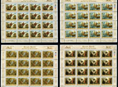 2002 Ireland 1000th Anniversary of Declaration of Brian Boru as High King of Ireland Commemorative Stamp Sheetlets Plate 1A1A1A1A Mint Never Hinged (MNH)