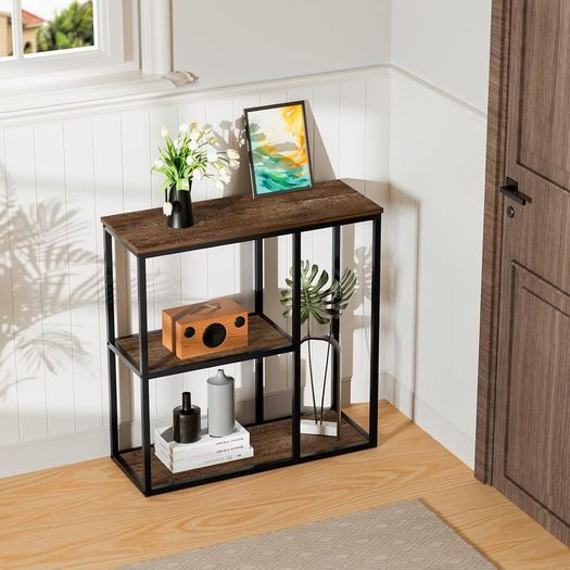 Console Table Small Hallway Table With Storage Shelves 30cm Narrow Sofa ...