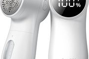 Fabric Shaver, Rechargeable Lint Remover Sweater Defuzzer, Intelligent Digital Display Lints Shaver Fuzzs Pills Bobbles Trimmer for Clothes and Furniture White