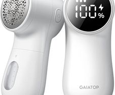Fabric Shaver, Rechargeable Lint Remover Sweater Defuzzer, Intelligent Digital Display Lints Shaver Fuzzs Pills Bobbles Trimmer for Clothes and Furniture White