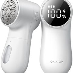Fabric Shaver, Rechargeable Lint Remover Sweater Defuzzer, Intelligent Digital Display Lints Shaver Fuzzs Pills Bobbles Trimmer for Clothes and Furniture White
