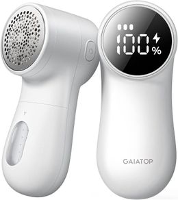 Fabric Shaver, Rechargeable Lint Remover Sweater Defuzzer, Intelligent Digital Display Lints Shaver Fuzzs Pills Bobbles Trimmer for Clothes and Furniture White