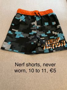 Nerf shorts, never worn, 10 to 11