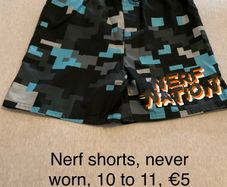 Nerf shorts, never worn, 10 to 11