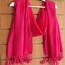 Hot Pink Trend Fuchsia textured Pure Block Colour Scarf Shall With Tassels Ends Image 3