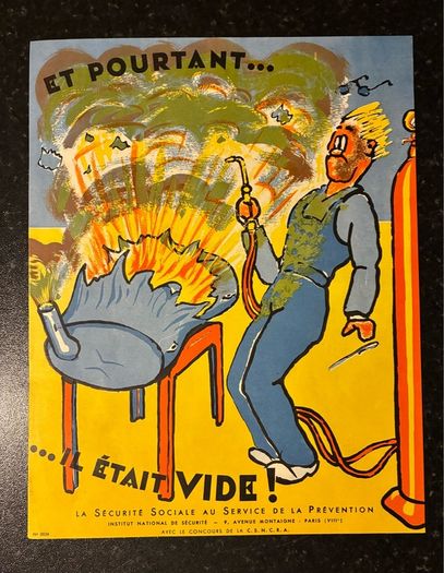 Original 1950's French Industrial Safety Poster